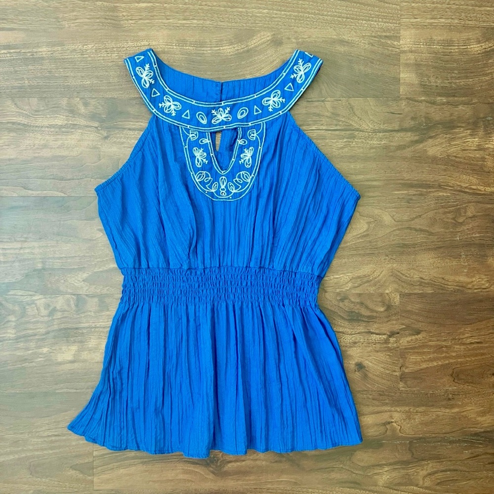 Cato Summer Sleeveless Shirt Royal Blue Top Embroidered Women’s Size 18/20W